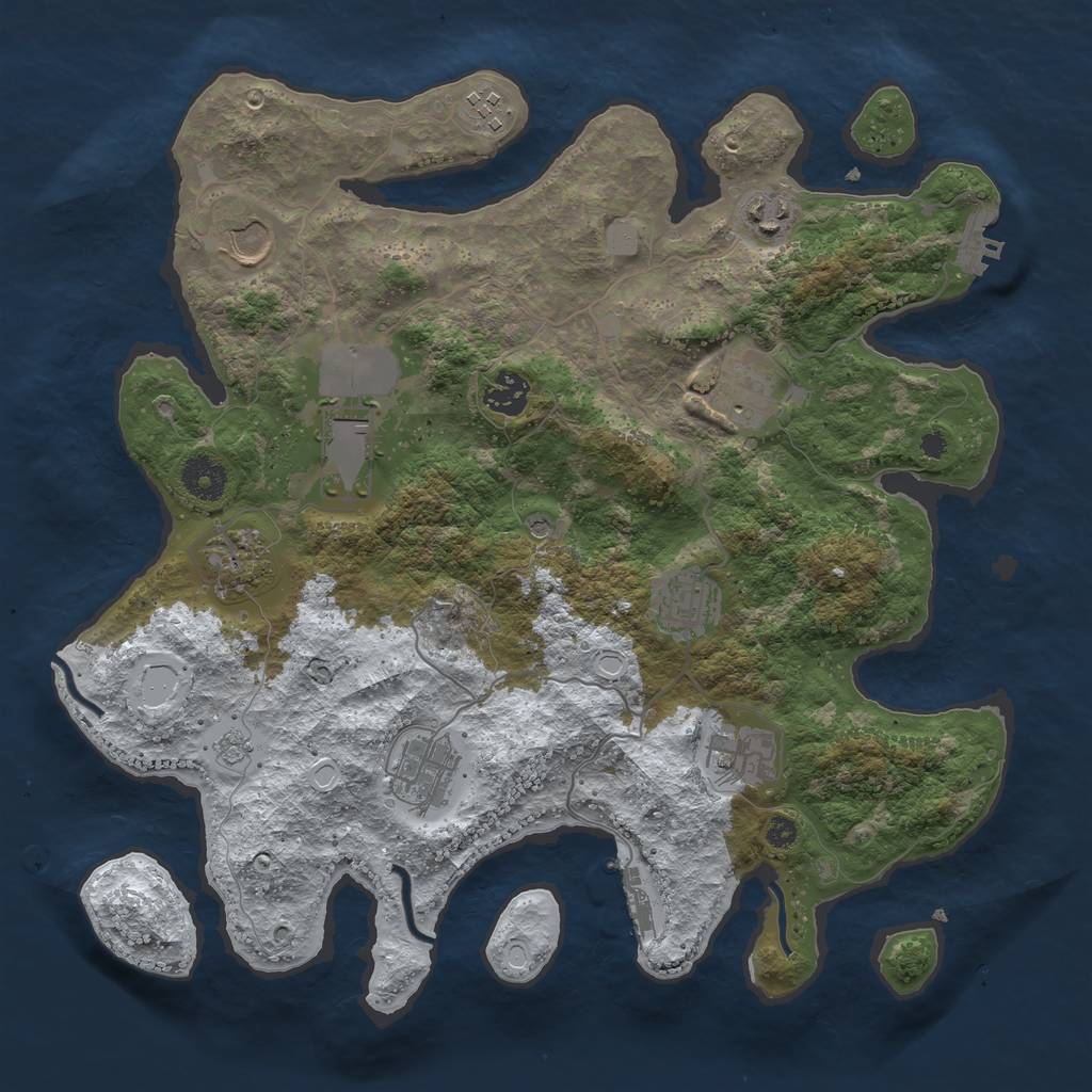 Rust Map: Procedural Map, Size: 3650, Seed: 37791819, 19 Monuments