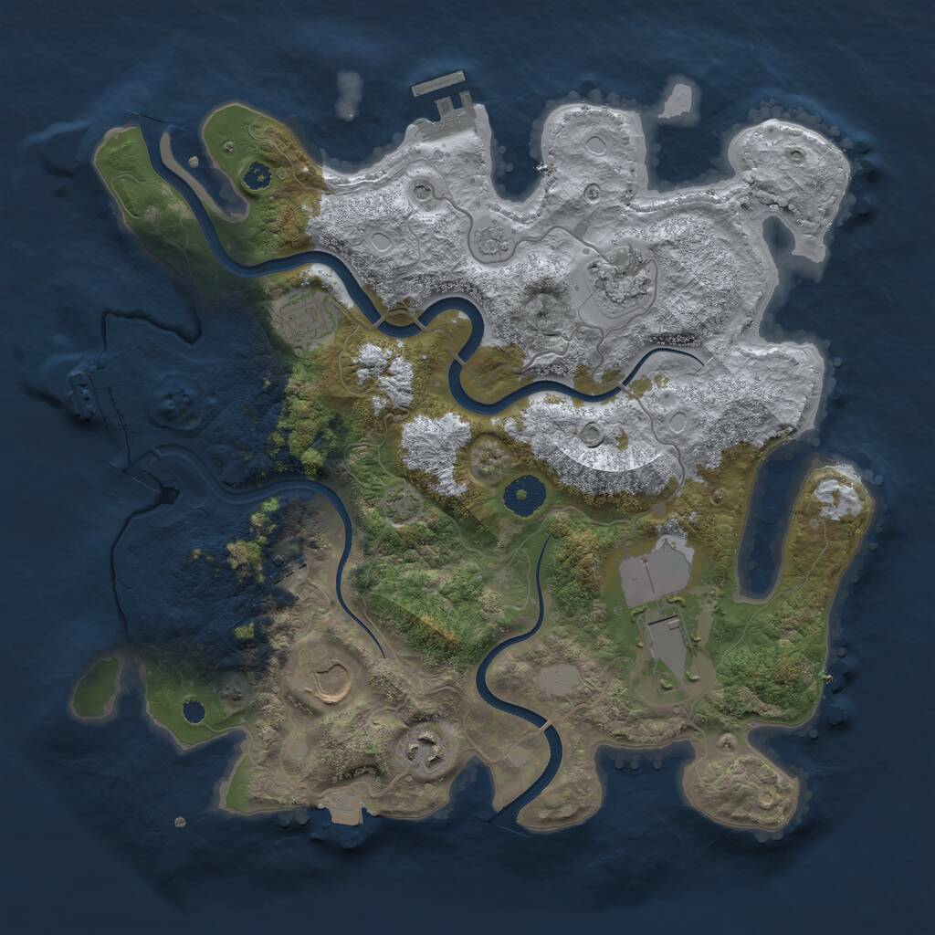 Rust Map: Procedural Map, Size: 3500, Seed: 1859221159, 12 Monuments