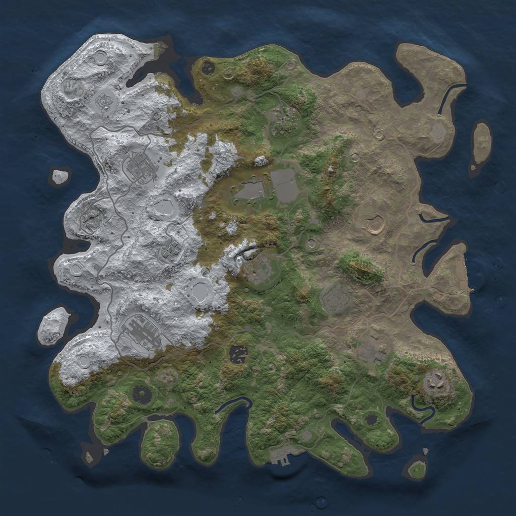 Rust Map: Procedural Map, Size: 4000, Seed: 505521429, 20 Monuments