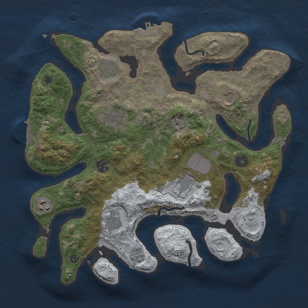Rust Map: Procedural Map, Size: 3500, Seed: 987654321, 16 Monuments
