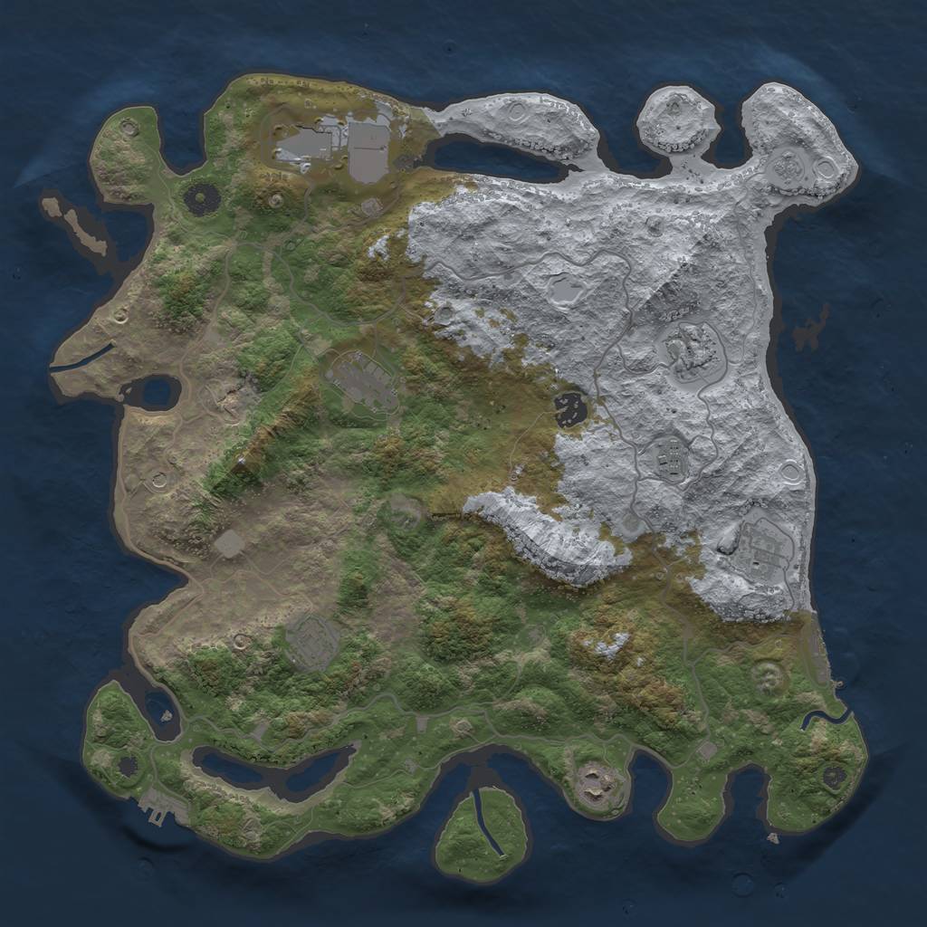 Rust Map: Procedural Map, Size: 4050, Seed: 336480651, 17 Monuments