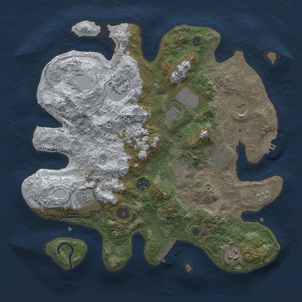 Rust Map: Procedural Map, Size: 3500, Seed: 1088698203, 18 Monuments