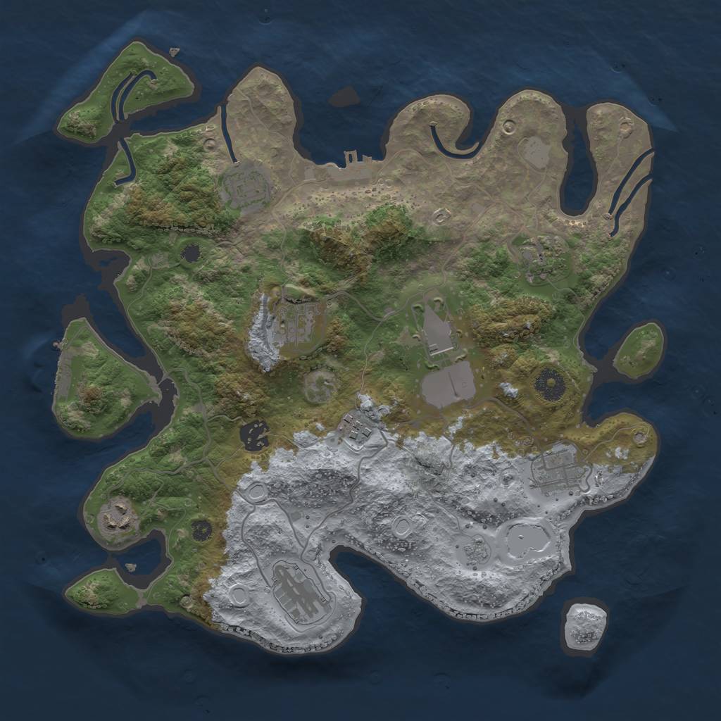 Rust Map: Procedural Map, Size: 3500, Seed: 937264722, 17 Monuments