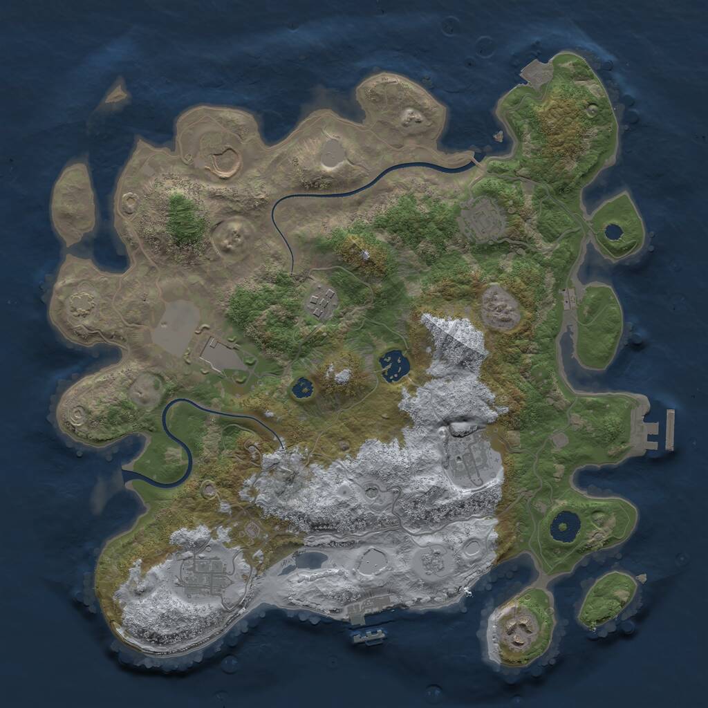 Rust Map: Procedural Map, Size: 3500, Seed: 4152, 14 Monuments