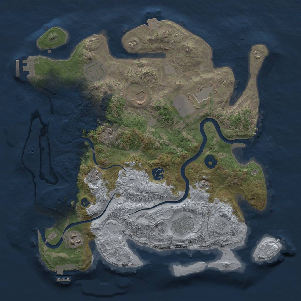 Rust Map: Procedural Map, Size: 3500, Seed: 52801716, 13 Monuments