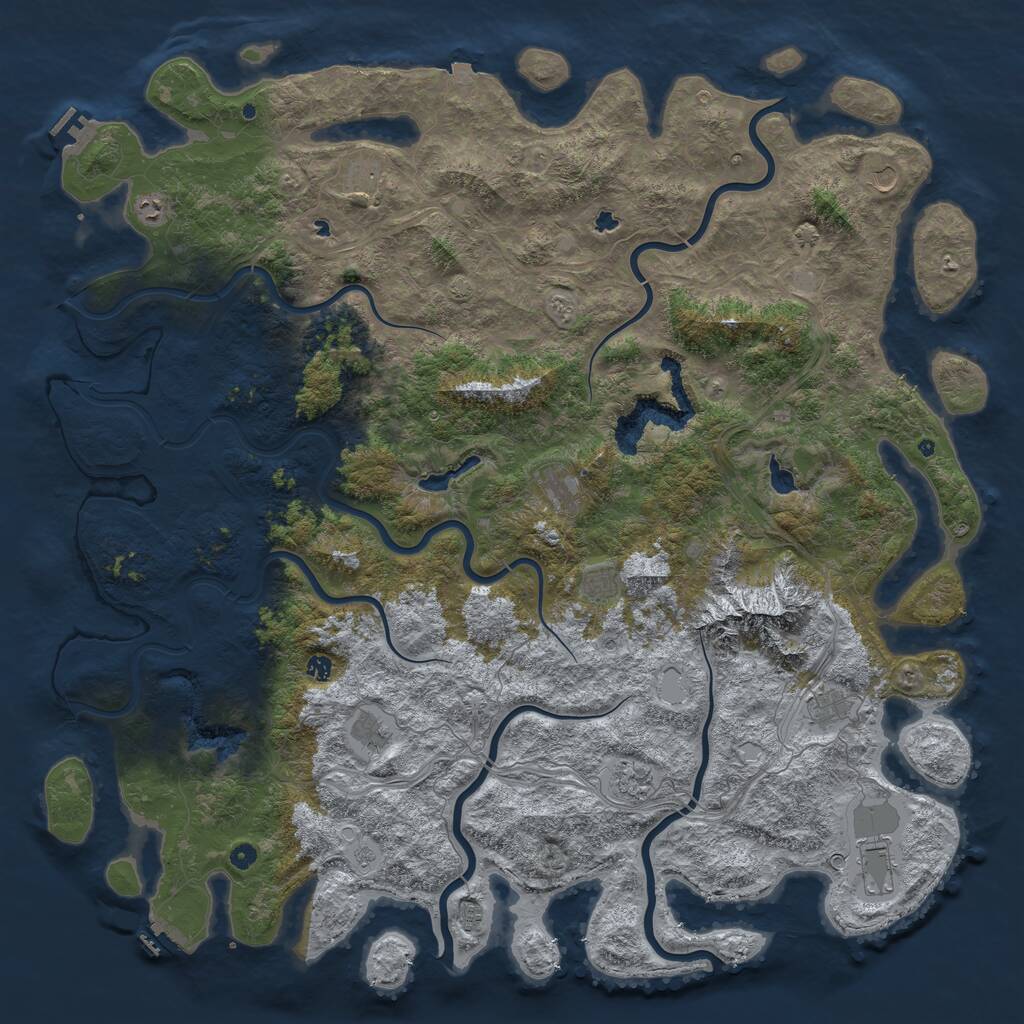 Rust Map: Procedural Map, Size: 6000, Seed: 38375109, 17 Monuments