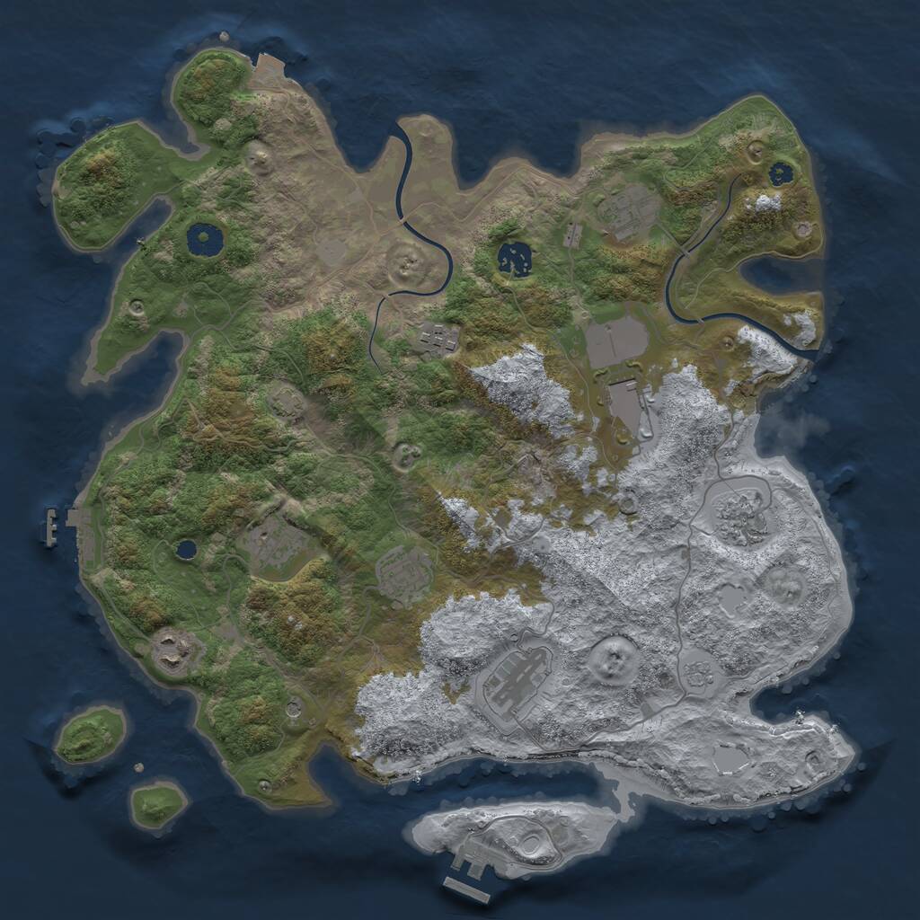 Rust Map: Procedural Map, Size: 3850, Seed: 16957034, 15 Monuments