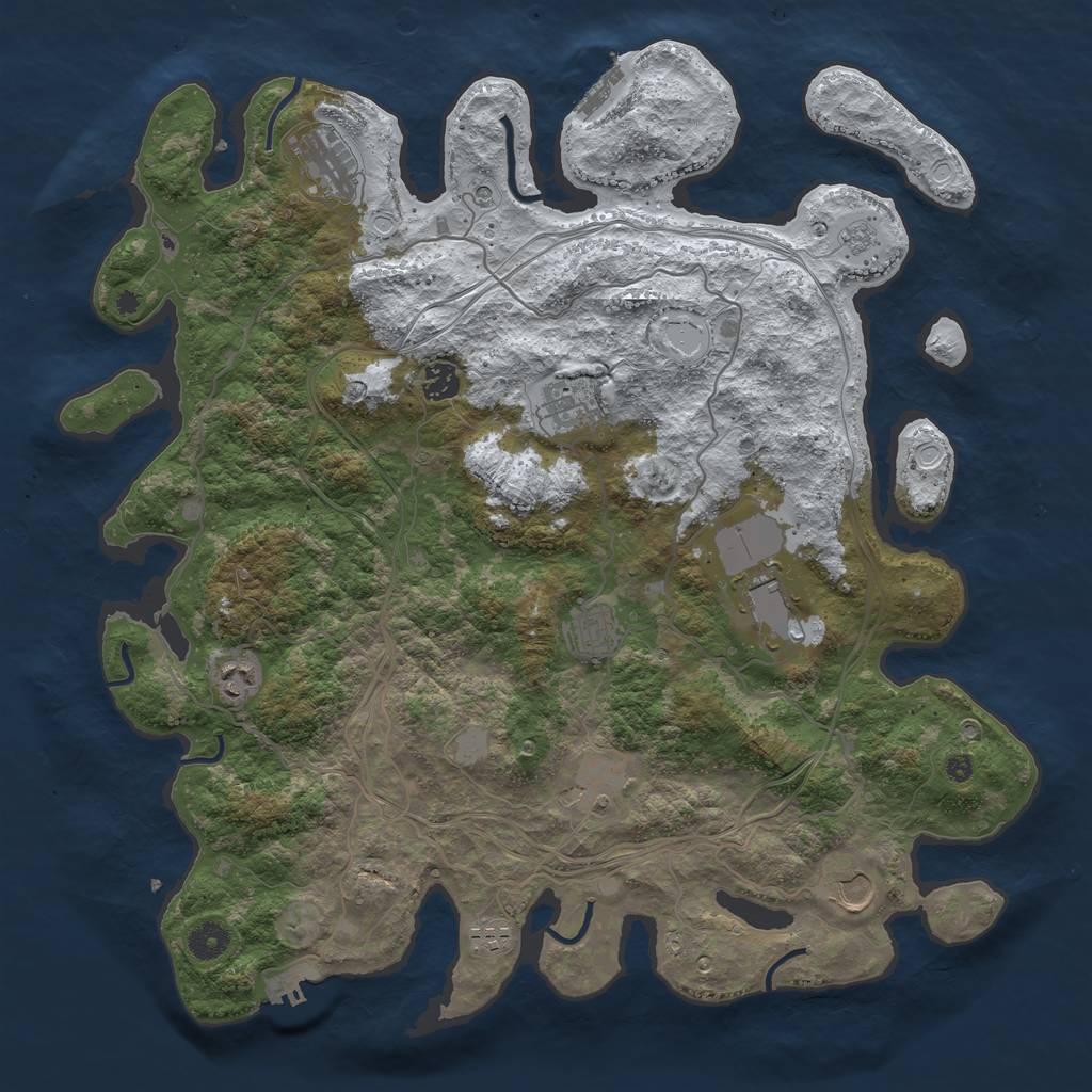 Rust Map: Procedural Map, Size: 4250, Seed: 76244817, 18 Monuments