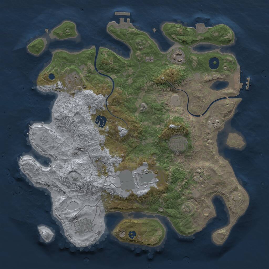 Rust Map: Procedural Map, Size: 3500, Seed: 5795040, 14 Monuments