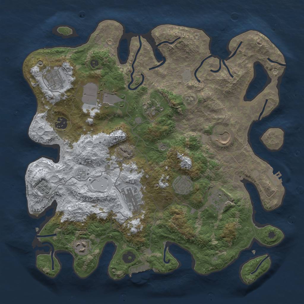 Rust Map: Procedural Map, Size: 3700, Seed: 1216917273, 19 Monuments