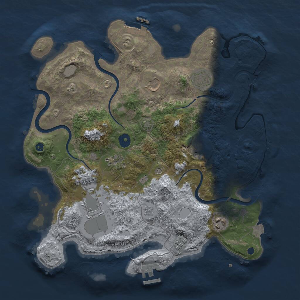 Rust Map: Procedural Map, Size: 3500, Seed: 3725820, 13 Monuments