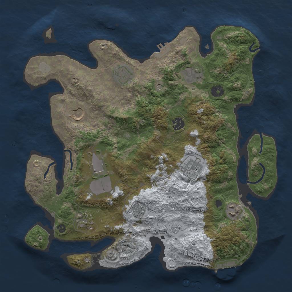 Rust Map: Procedural Map, Size: 3500, Seed: 2005326673, 18 Monuments