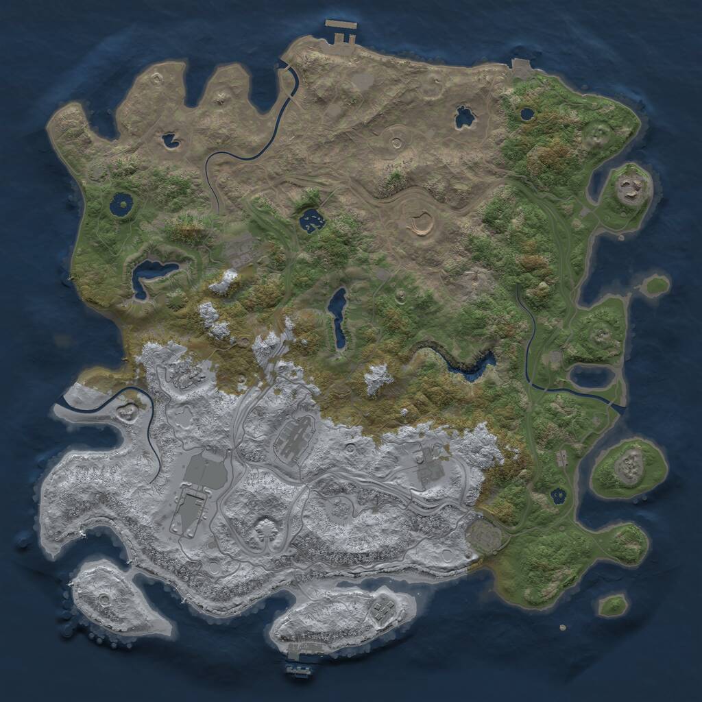 Rust Map: Procedural Map, Size: 4500, Seed: 954325, 16 Monuments