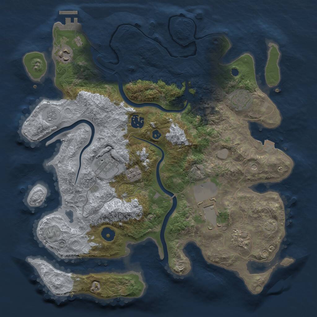 Rust Map: Procedural Map, Size: 3500, Seed: 5350073, 12 Monuments
