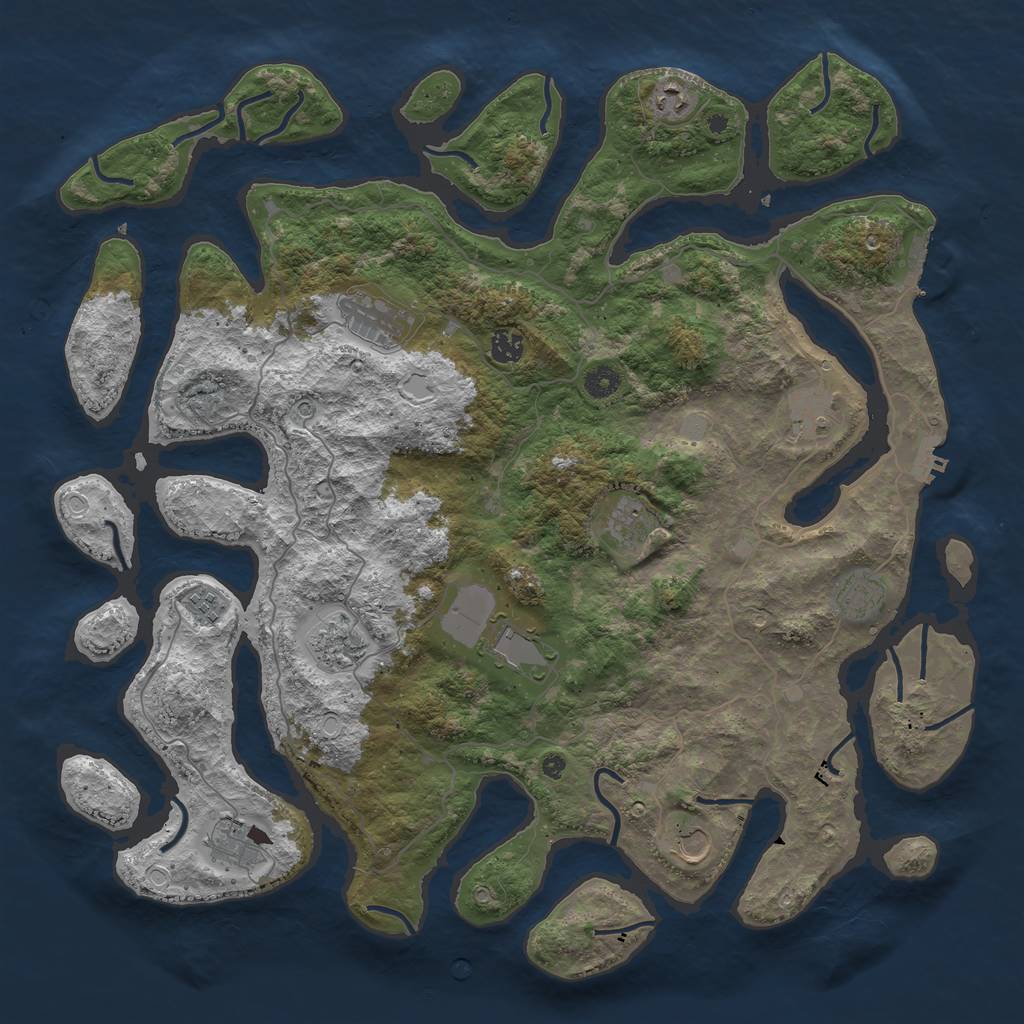 Rust Map: Procedural Map, Size: 4500, Seed: 64846455, 19 Monuments