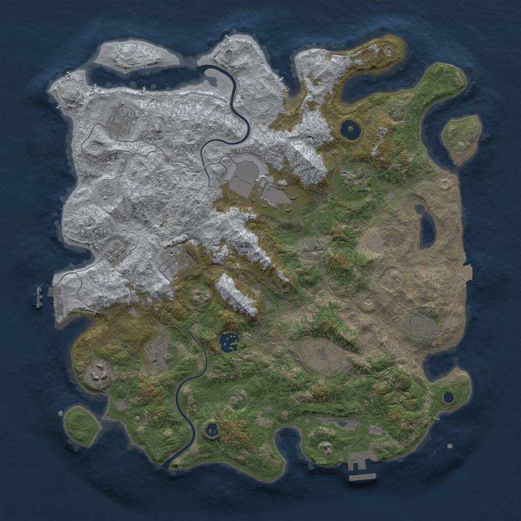 Rust Map: Procedural Map, Size: 3950, Seed: 1164691284, 16 Monuments