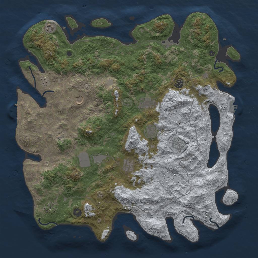 Rust Map: Procedural Map, Size: 4500, Seed: 1104612, 19 Monuments