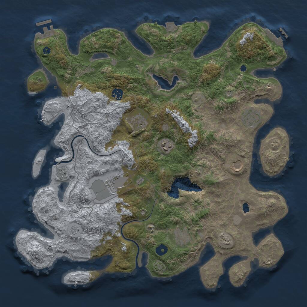 Rust Map: Procedural Map, Size: 4000, Seed: 329747589, 14 Monuments