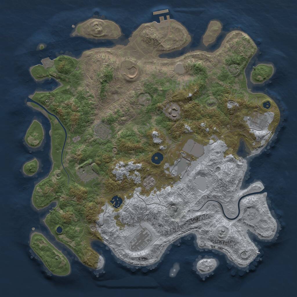 Rust Map: Procedural Map, Size: 3850, Seed: 1467810853, 14 Monuments