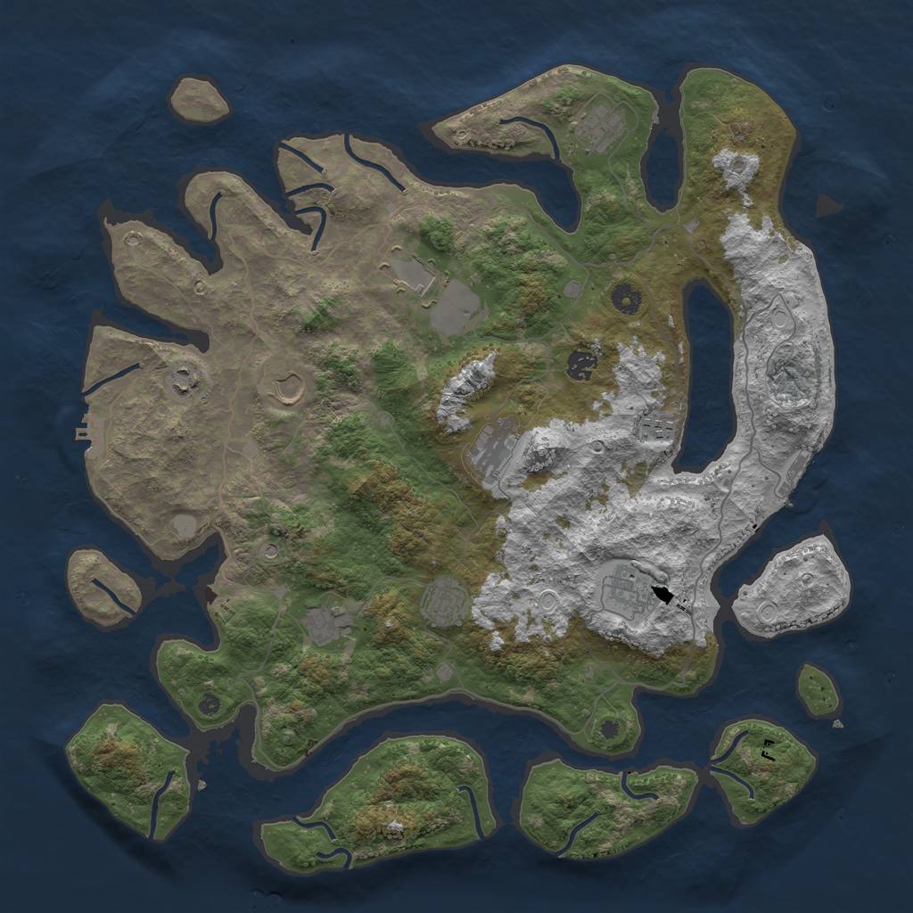 Rust Map: Procedural Map, Size: 4500, Seed: 150612, 18 Monuments