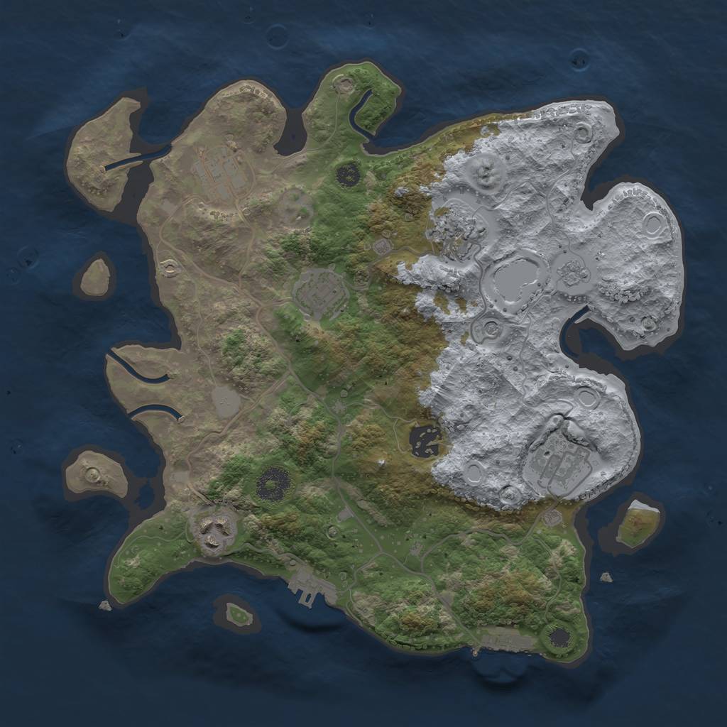 Rust Map: Procedural Map, Size: 3200, Seed: 93, 13 Monuments