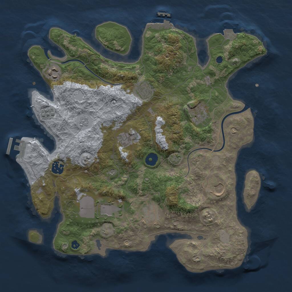 Rust Map: Procedural Map, Size: 3500, Seed: 3209358, 15 Monuments