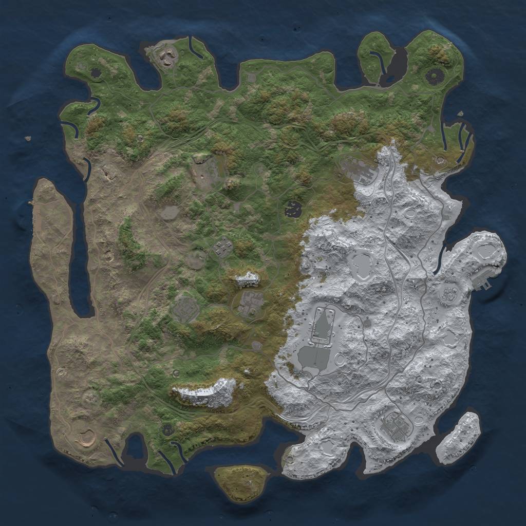 Rust Map: Procedural Map, Size: 4500, Seed: 56565, 19 Monuments