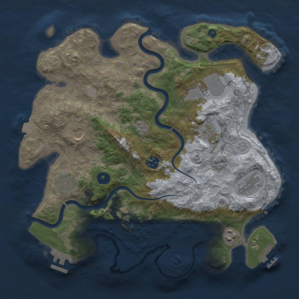 Rust Map: Procedural Map, Size: 3500, Seed: 1101632, 14 Monuments