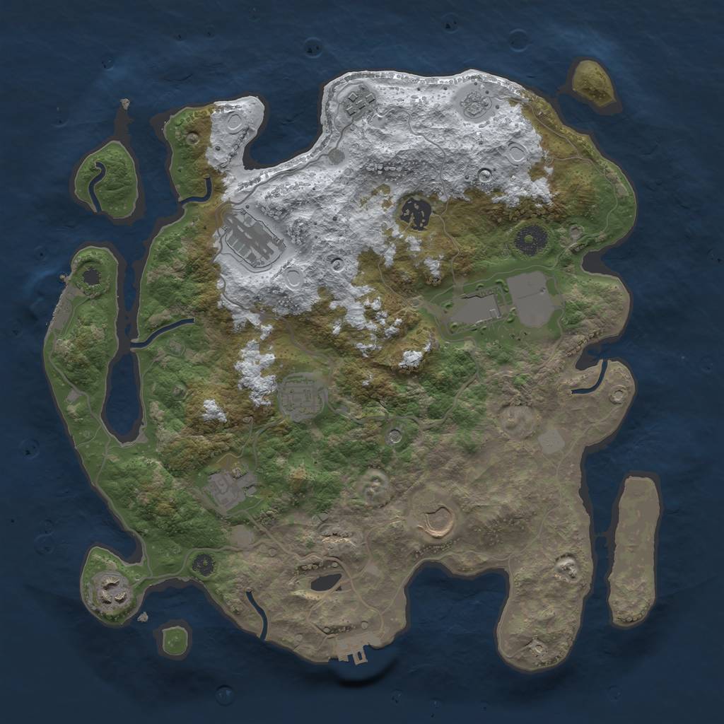 Rust Map: Procedural Map, Size: 3500, Seed: 425756316, 17 Monuments