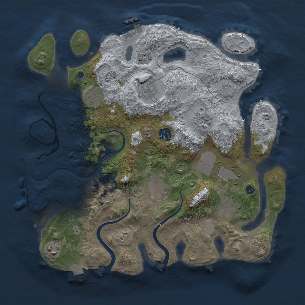 Rust Map: Procedural Map, Size: 3500, Seed: 113832946, 14 Monuments