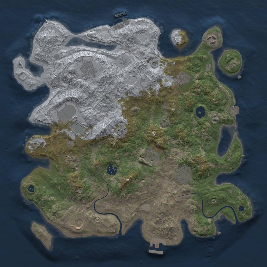 Rust Map: Procedural Map, Size: 3800, Seed: 7777, 16 Monuments