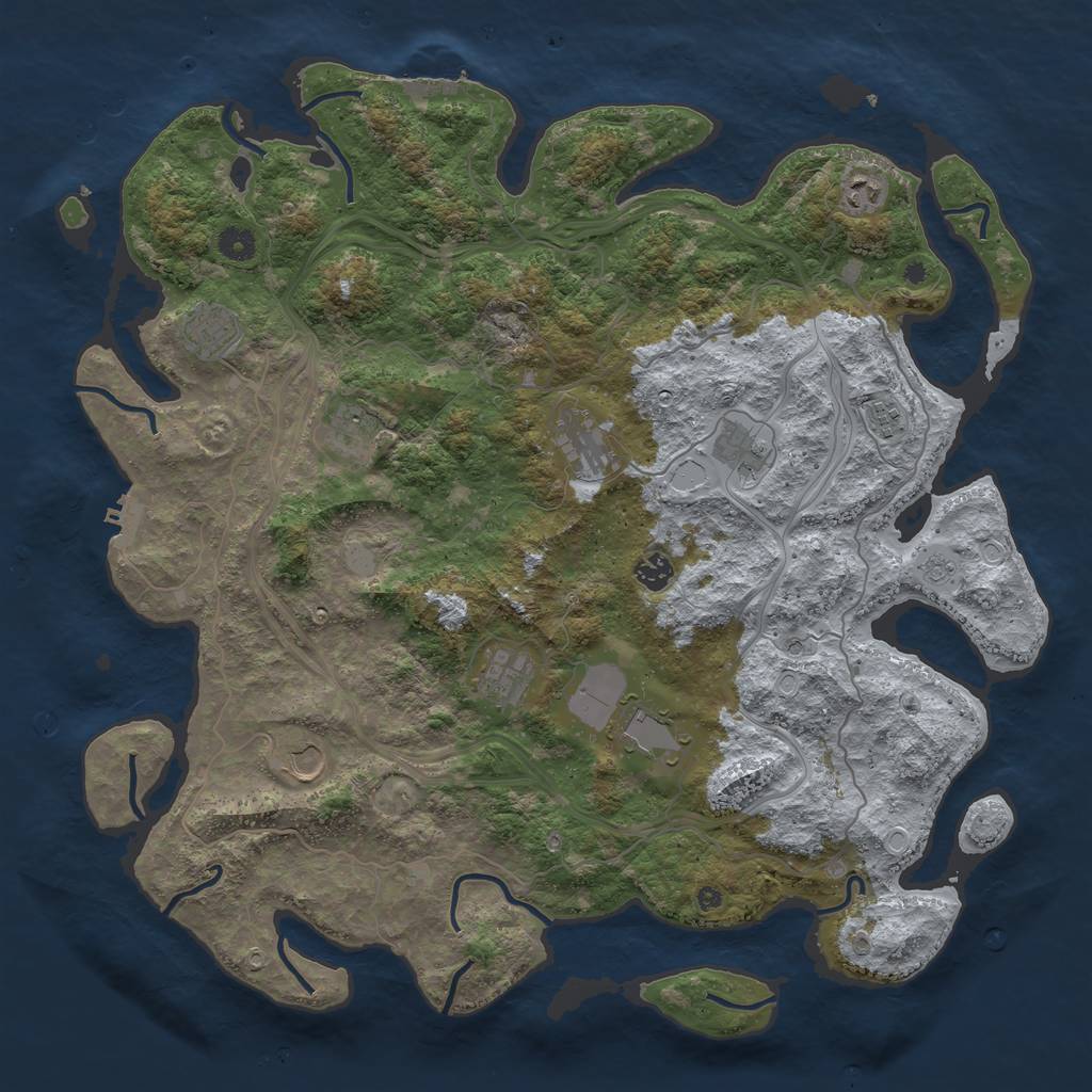 Rust Map: Procedural Map, Size: 4500, Seed: 846455, 19 Monuments