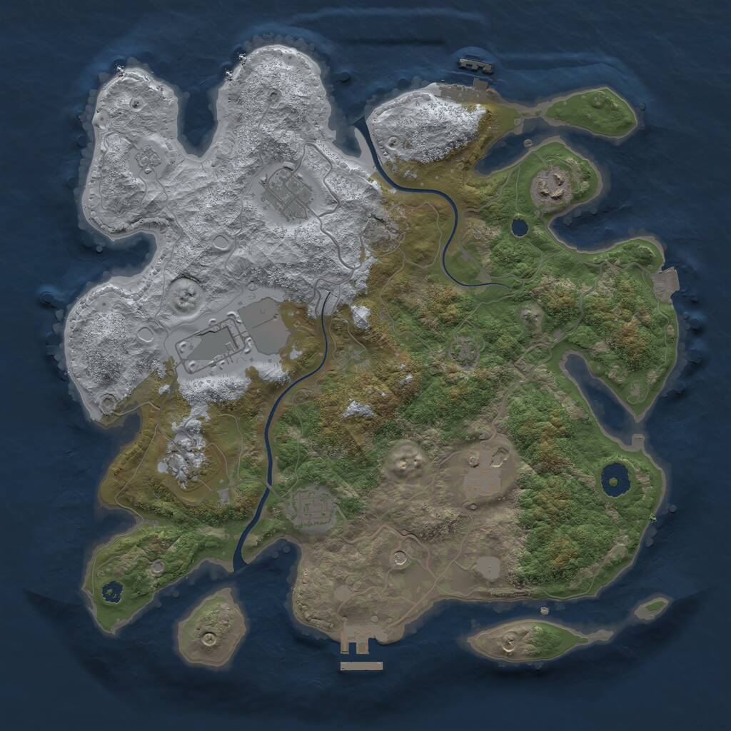 Rust Map: Procedural Map, Size: 3500, Seed: 79646, 12 Monuments