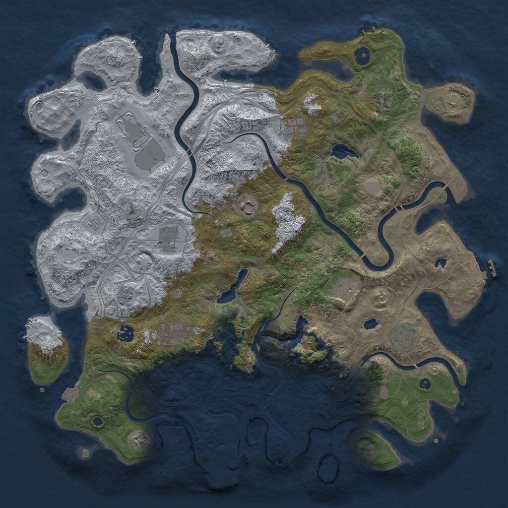 Rust Map: Procedural Map, Size: 4500, Seed: 671015691, 16 Monuments