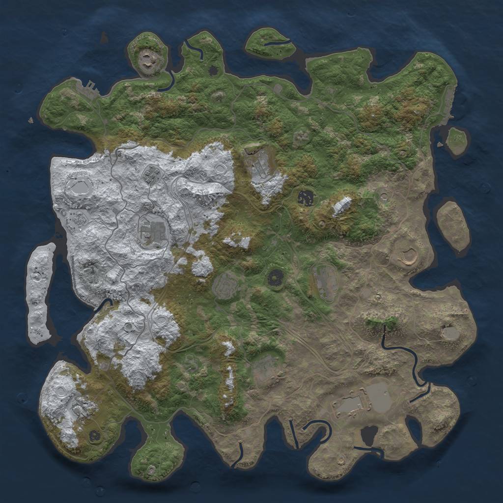 Rust Map: Procedural Map, Size: 4500, Seed: 3786, 20 Monuments