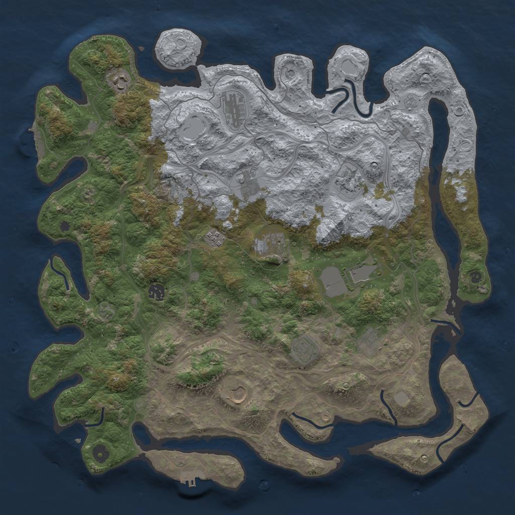 Rust Map: Procedural Map, Size: 4500, Seed: 217352, 18 Monuments