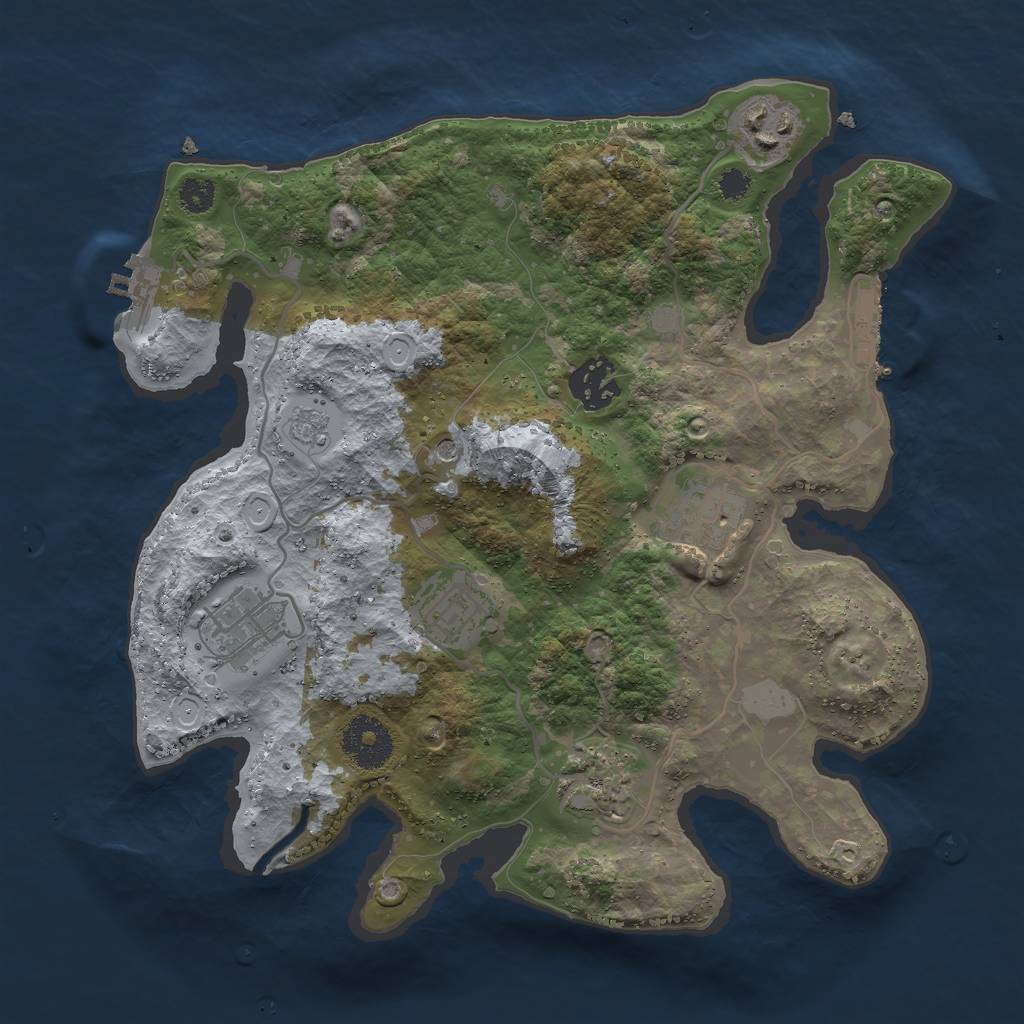 Rust Map: Procedural Map, Size: 3000, Seed: 2435720, 15 Monuments