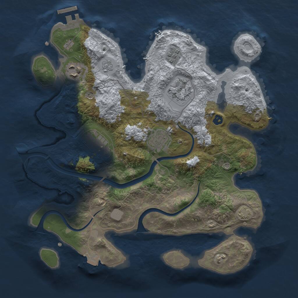 Rust Map: Procedural Map, Size: 3000, Seed: 73763, 10 Monuments