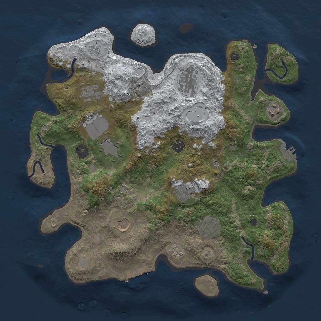 Rust Map: Procedural Map, Size: 3600, Seed: 1056450793, 18 Monuments
