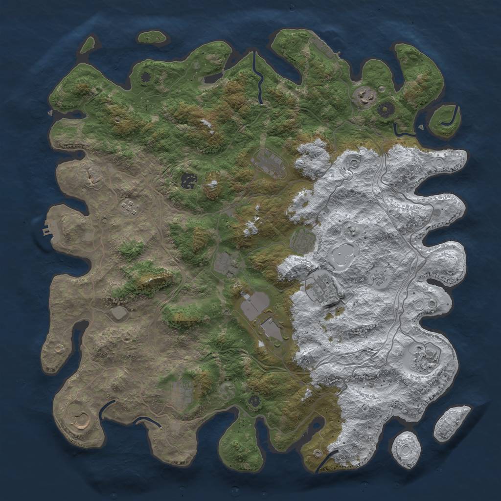 Rust Map: Procedural Map, Size: 4500, Seed: 710411, 20 Monuments