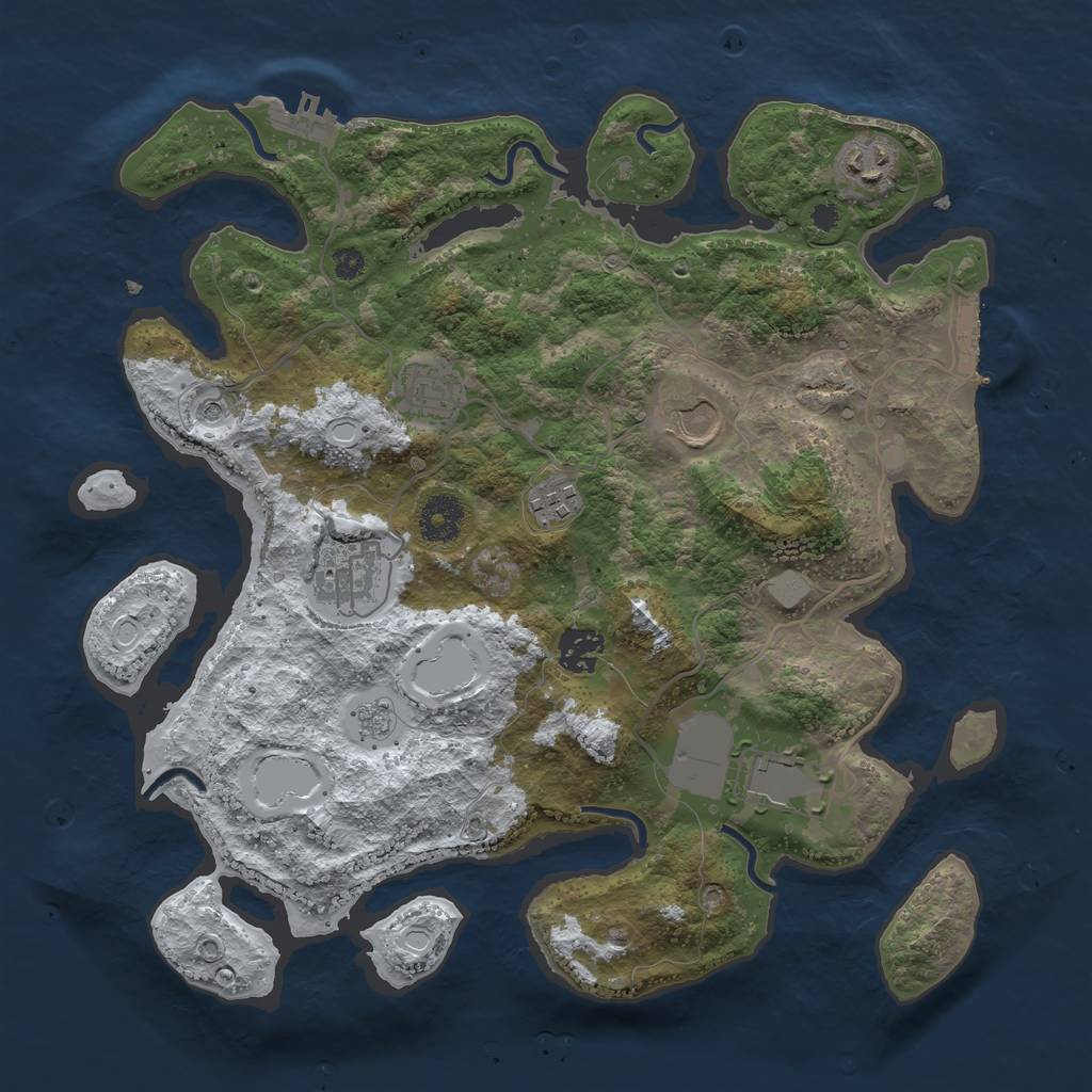 Rust Map: Procedural Map, Size: 3500, Seed: 6489656, 16 Monuments