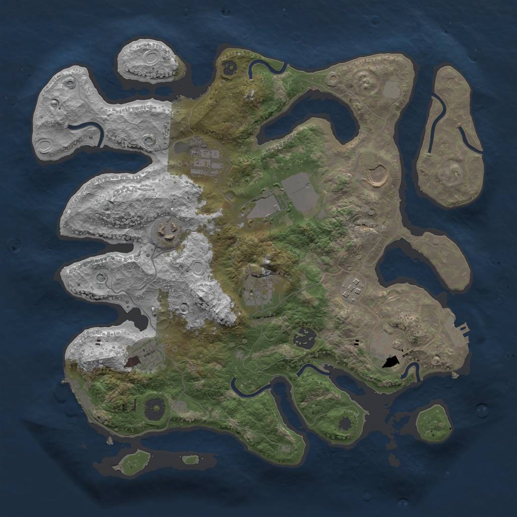 Rust Map: Procedural Map, Size: 3500, Seed: 1156257827, 17 Monuments
