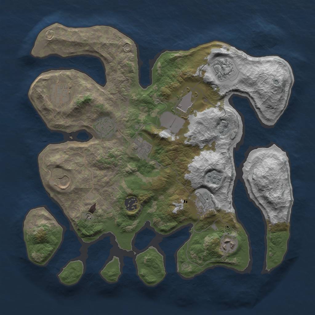 Rust Map: Barren, Size: 3500, Seed: 1638608114, 13 Monuments