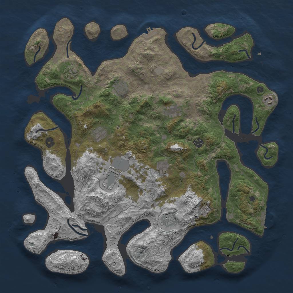 Rust Map: Procedural Map, Size: 4500, Seed: 751552940, 18 Monuments