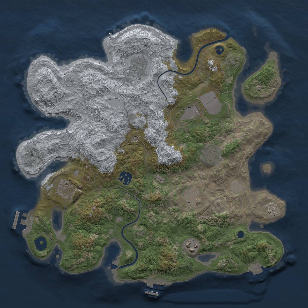Rust Map: Procedural Map, Size: 3500, Seed: 1179667793, 14 Monuments