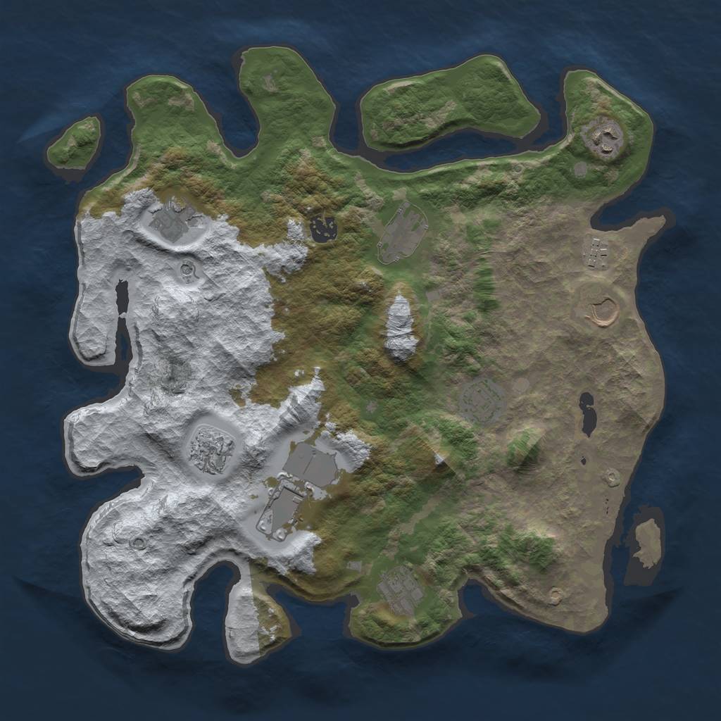 Rust Map: Barren, Size: 3800, Seed: 7938, 13 Monuments