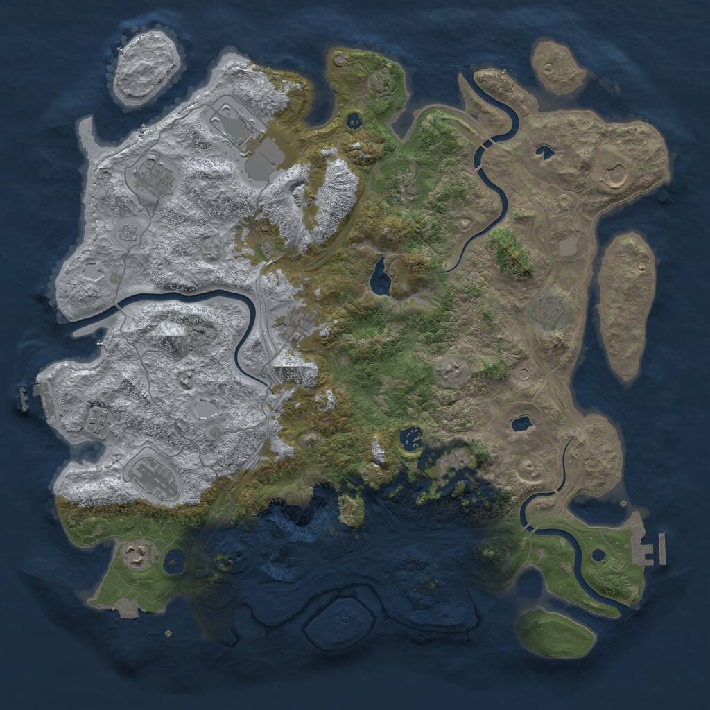 Rust Map: Procedural Map, Size: 4500, Seed: 23305846, 17 Monuments