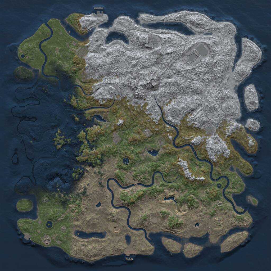 Rust Map: Procedural Map, Size: 6000, Seed: 221222, 17 Monuments