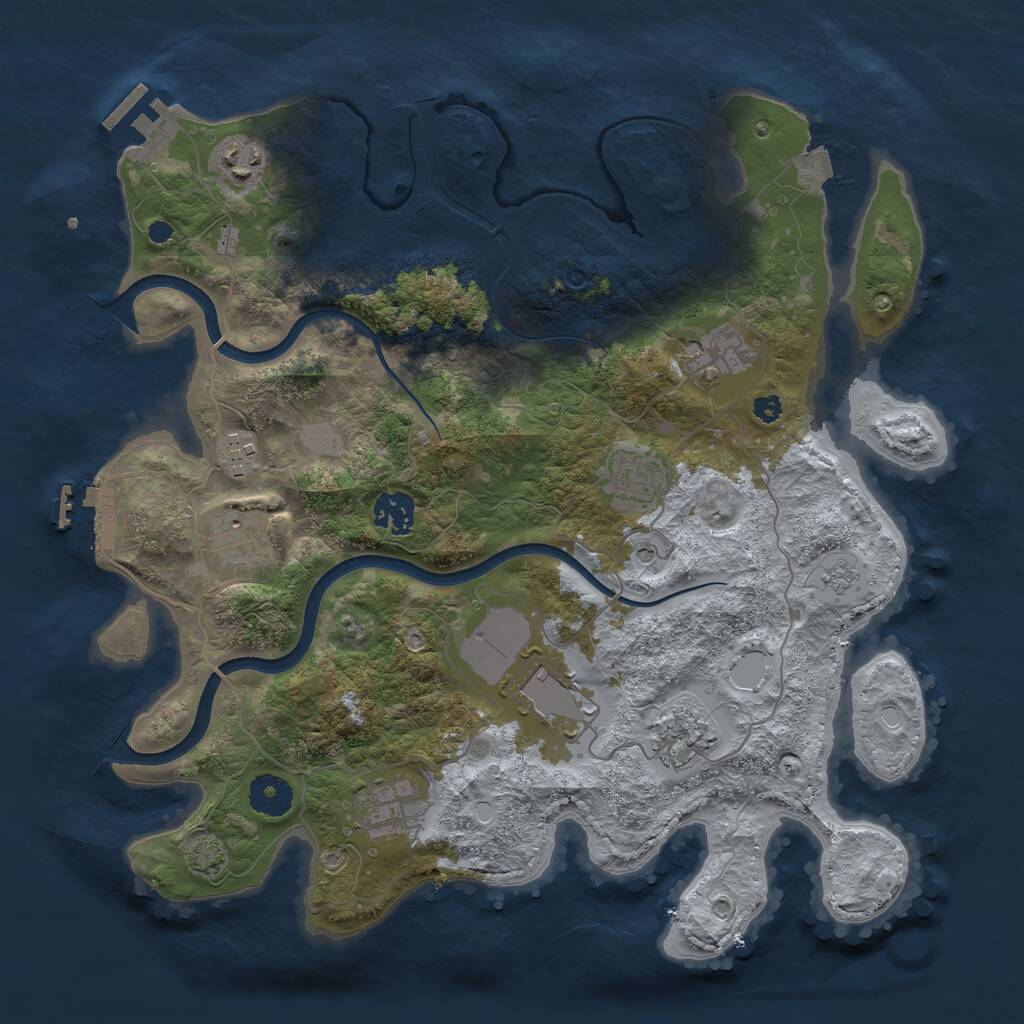 Rust Map: Procedural Map, Size: 3600, Seed: 505832709, 15 Monuments