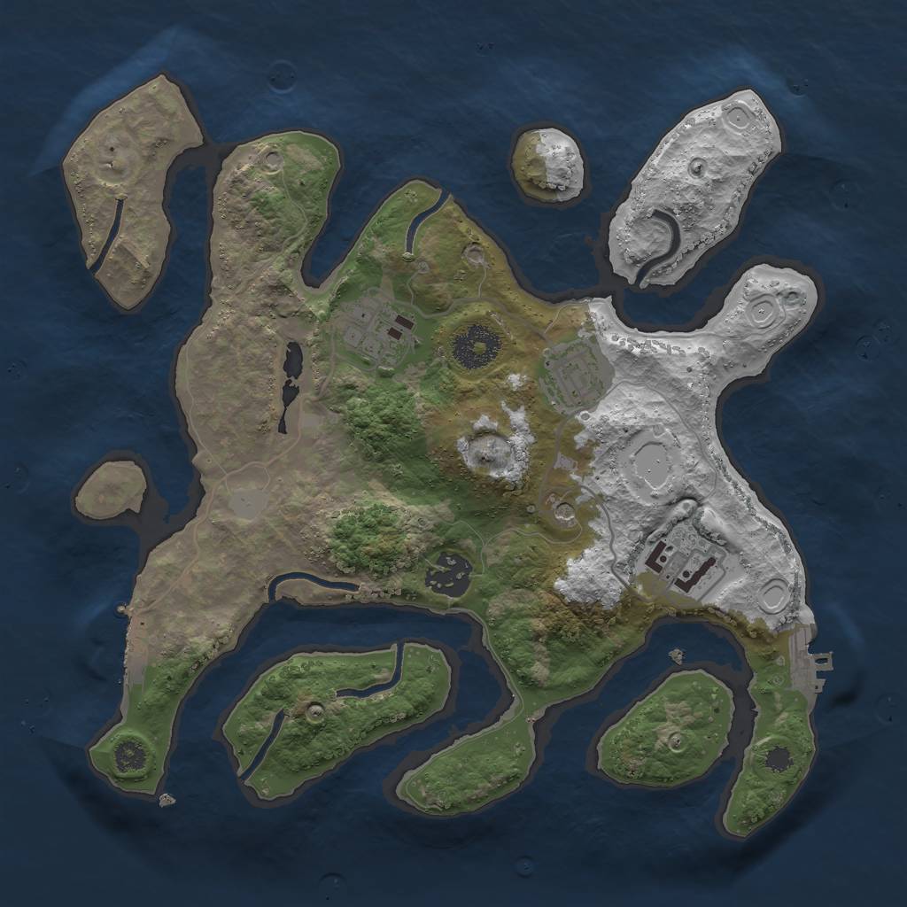 Rust Map: Procedural Map, Size: 3000, Seed: 885216, 12 Monuments